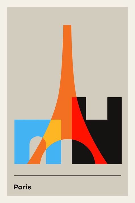 Paris Travel Poster, Illustration Design Graphique, Posters Conception Graphique, Toile Design, Large Poster Prints, 그림 낙서, Map Travel, Bauhaus Poster, Geometric Poster