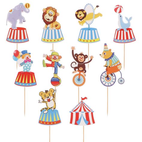 Circus Theme Birthday Party, Circus Theme Cakes, Circus Birthday Party Theme, Elephant Cupcakes, Circus Cake, Party Zone, Cake Picks, Theme Birthday Party, Circus Theme