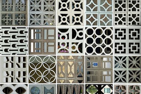 Decorative Concrete Blocks, Ruang Tamu Outdoor, Breeze Block Wall, Screen Block, Cement Blocks, Cement Garden, Breeze Blocks, Modern Screens, Concrete Design