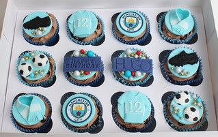 Man City Cupcakes, Manchester City Cupcakes, Football Theme Birthday, Inspiration Draw, Christening Cakes, Edible Toppers, Football Birthday, Themed Cupcakes, Man City