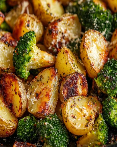 Easy Roasted Potatoes and Broccoli Recipe | Simple & Tasty Over Roasted Broccoli, Roasted Potato And Veggies, Potatoes And Broccoli Air Fryer, Roasted Potato And Broccoli Recipes, Oven Roasted Potatoes And Broccoli, Potatoes And Broccoli In Oven, Roasted Broccoli Recipes Oven, Potatoes And Broccoli Recipes, Broccoli Dishes Recipes