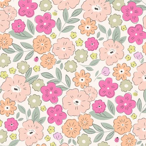 Pretty Spring floral pattern with hidden bugs, created by surface pattern designer Nina Ghataora.   More designs avaialble to view online now. Surface Pattern Design Inspiration, Flower Print Pattern, Floral Doodle, Pattern Design Inspiration, Textile Pattern Design, Floral Pattern Design, Floral Prints Pattern, Pattern Play, Flower Doodles