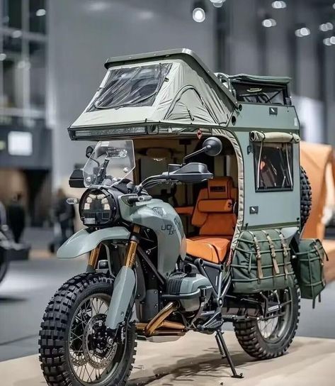 Bike Gadgets, Bicycle Camping, Adventure Car, Dual Sport Motorcycle, Bike Camping, Motorcycle Camping, Futuristic Motorcycle, Overland Vehicles, Expedition Vehicle