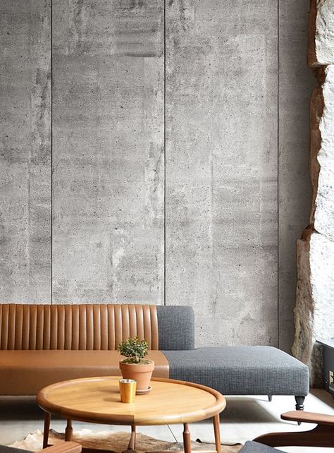 Concrete Walls Interior, Living Spaces Sofa, Concrete Interiors, Concrete Wallpaper, Beton Design, Scandinavian Nursery, Cement Wall, Concrete Design, Wall Finishes