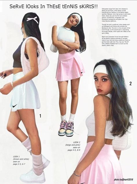 Tennis Skirt Sporty Outfit, Barbie Tennis Outfit, Challengers Outfits, Pink Tennis Outfit, Tenis Skirt Outfits, Girly Sporty Outfits, Pink Tennis Skirt Outfit, Tennis Fashion Editorial, Womens Tennis Fashion