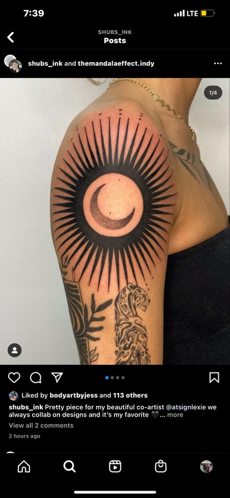 tattoo design woman tattoo Sun And Moon Scales Tattoo, African Sun Tattoo, Sun And Moon Tattoo Placement Ideas, Sun Tattoo Shoulder For Women, Twitches Sun And Moon Tattoo, Sun And Moon Tattoo For Men, Sun And Moon Knee Tattoo, Moon On Shoulder Tattoo, Traditional Sun And Moon Tattoo