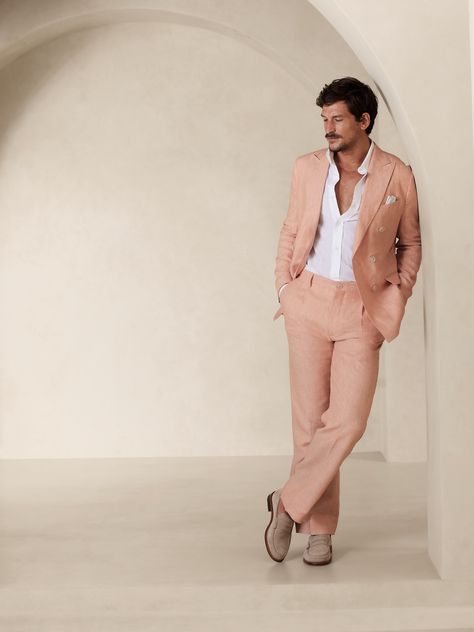 Nolan Linen Suit Jacket | Banana Republic Polo Suit Men, Cocktail Chic Attire Men, Beach Formal Men, Linen Wedding Suit, Linen Suit Men, Wedding Guest Men, Wedding Guest Suits, Linen Suits For Men, Summer Wedding Suits