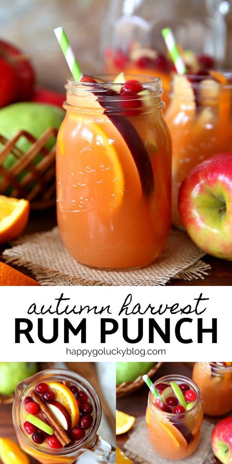 Fall Rum Punch, Thanksgiving Margarita, Fall Punch Recipes, Brunch Punch, Thanksgiving Punch, Holiday Punch Recipe, Alcoholic Punch Recipes, Rum Punch Recipes, Punch Cocktails