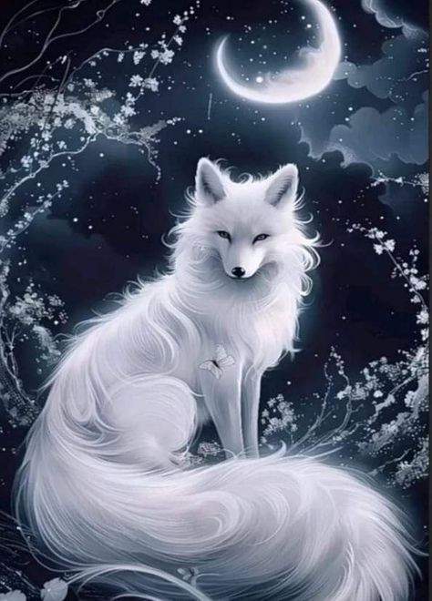 Magical Wolf, Creaturi Mitice, Magical Moon, Fox Artwork, Mythical Creatures Fantasy, Whatsapp Wallpaper Cute, Mystical Animals, Spirit Animal Art, Dreamy Artwork