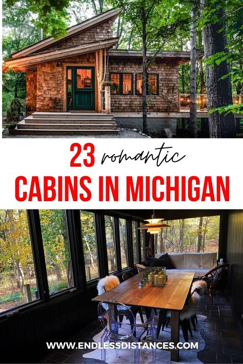 Michigan Staycation, Michigan Cabin, Romantic Cabin Getaway, Romantic Settings, Fall Weekend Getaway, Midwest Vacations, Weekend Getaways For Couples, Couples Getaway, Staycation Ideas