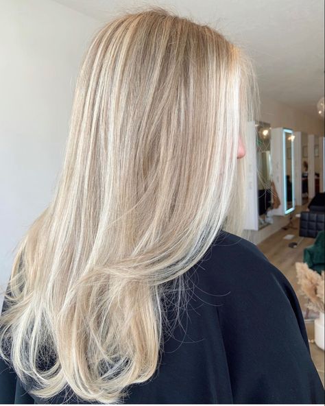 Swedish Blonde Balayage, Pale And Blonde, Norwegian Blonde Hair, Light Neutral Blonde Hair, Blonde Layers Long, Rich Blonde Hair, Nordic Blonde Hair, Full Head Of Blonde Highlights, Swedish Blonde Hair