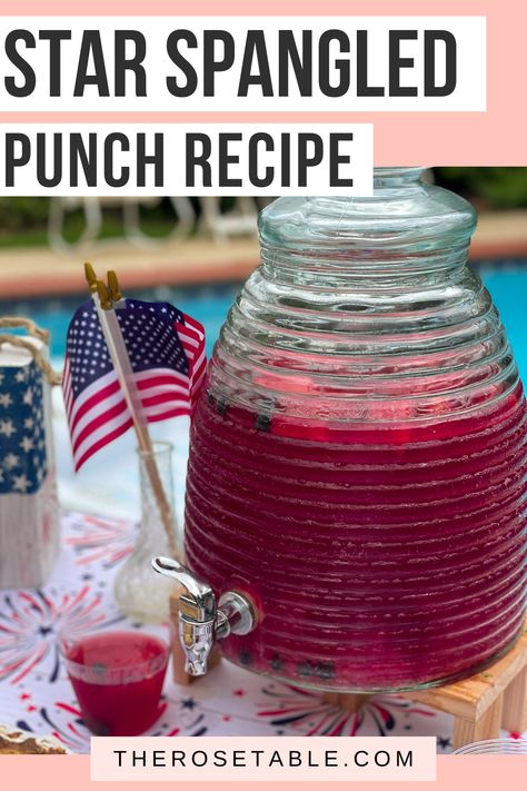 Easy 4th of July punch recipe - both alcoholic and non-alcoholic versions! 4th Of July Cocktails Pitcher, Alcoholic Drinks 4th Of July, Party Punch Alcohol, Cranberry Lemonade, Party Beverages, Southern Tomato Pie, 4th Of July Cocktails, Alcoholic Punch Recipes, Non Alcoholic Punch