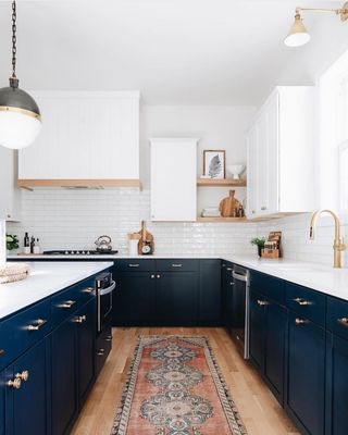 All Posts • Instagram Barbados House, Blue And White Kitchen Cabinets, Kitchen Elements, Blue White Kitchens, Hay House, White Subway Tile Backsplash, Blue Kitchen Cabinets, Cabinets Ideas, Flat Panel Cabinets