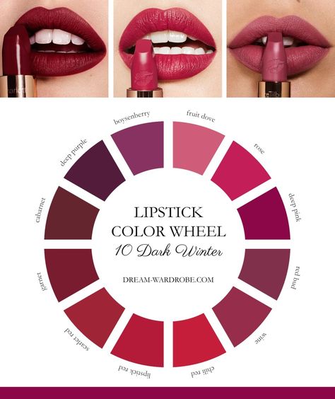 Dark Winter Color Palette and Wardrobe Guide – Dream Wardrobe Bright Winter Color Palette Lipstick, Clear Winter Lipstick Colors, Makeup For Bright Winter, Bright Winter Hair Color Palette, Bright Winter Color Palette Clothes, Bright Winter Patterns, Bright Winter Lipstick Colors, Bright Winter Makeup Palette, Color Palette Cool Tones