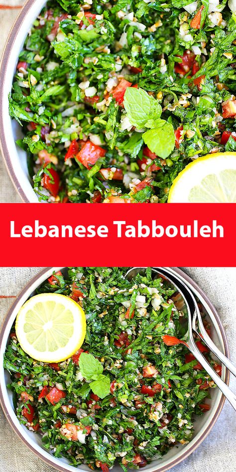 Authentic Tabouli Recipe, Parsley Dishes, Tabulleh Recipe, Lebanese Sides, Authentic Lebanese Recipes, Lebanese Vegetarian Recipes, Lebanese Food Recipes, Turkish Salad Recipes, Lebanese Recipes Authentic