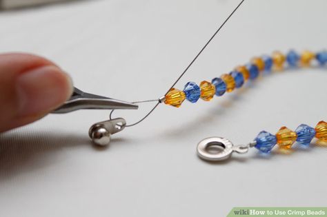 Image titled Use Crimp Beads Step 9 Jewelry Pliers, Crimp Beads, Make Your Own Jewelry, Jewelry Techniques, Beaded Bracelets Diy, Jewelry Making Tutorials, Beads And Wire, Sea Glass Jewelry, Beaded Jewelry Diy