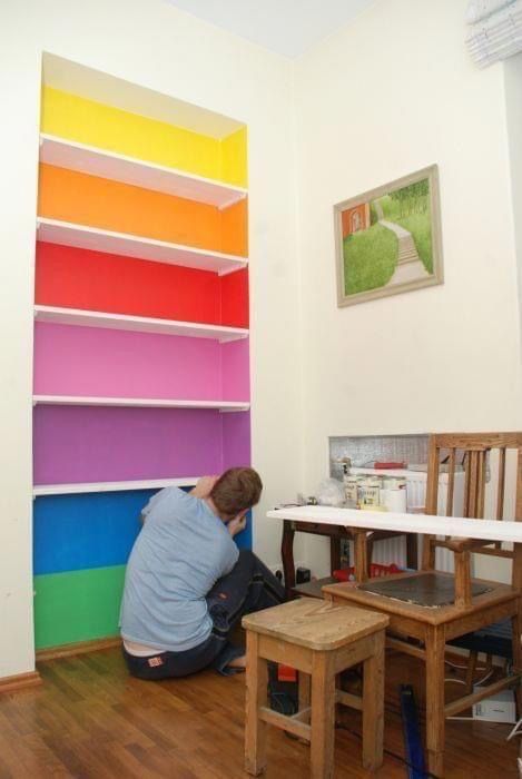 Rainbow Shelves, Rainbow Bedroom, Rainbow House, Rainbow Room, Big Crush, Shoe Closet, Book Shelf, Kids Playroom, My New Room