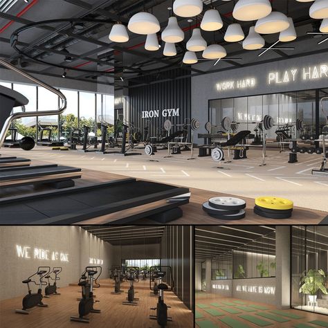 Idea 3432595: Fitness center Gym 3D by GYMdesign - Fitness Center 3D in Vietnam Training Center Design, Gym Business Plan, Fitness Center Design, Small Home Gym Ideas, Clubhouse Design, Gym Center, Gym Design Interior, Modern Warehouse, Small Home Gym