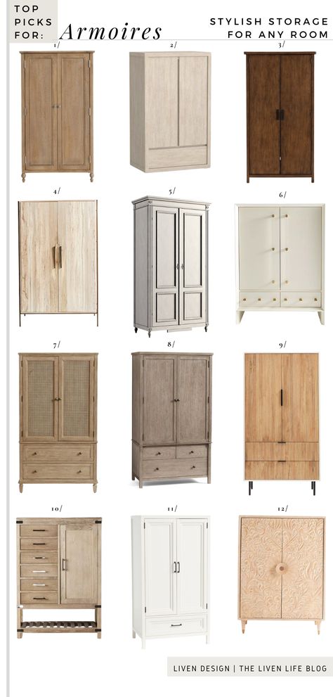 Farmhouse Wardrobe Ideas, Farmhouse Wardrobe Cabinet, Bedroom Armoire Wardrobe Closet, Freestanding Wardrobe Ideas, Armoire Ideas Bedroom, Cottage Wardrobe Ideas, Armoire Closet Ideas, Living Room Cabinets Free Standing, Tall Storage Cabinet Living Room