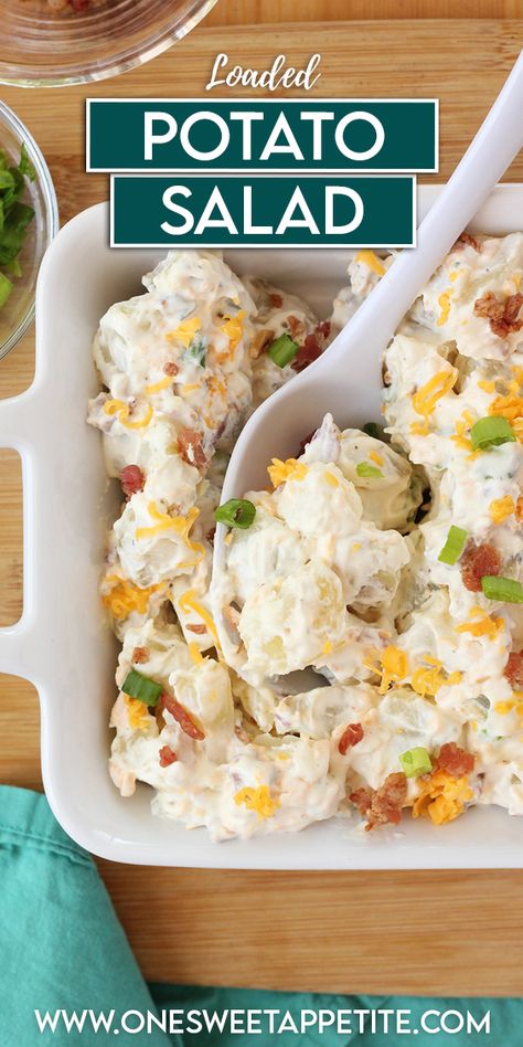 Loaded Baked Potato Salad Potato Salad Recipe Black People, Mayo Based Potato Salad, Baked Potato Salad Recipe Sour Cream, Loaded Potato Salad Recipe, Easy Potato Salad Recipe, Baked Potato Salad Recipe, Loaded Potato Salad, Loaded Baked Potato Salad, Potatoe Salad