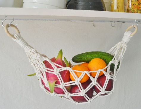 Macrame Fruit Hammock Hanging Fruit Hammock, Macrame Fruit Hammock, Fruit Hammock, Hanging Fruit Basket, Macrame Hammock, Diy Hammock, Hanging Fruit Baskets, Macrame Home Decor, Fruit Holder