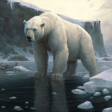 Polar Bear Illustration, Giant Animals, Mythical Creatures Fantasy, Creature Artwork, Bear Illustration, Prehistoric Creatures, Fantasy Creatures Art, Prehistoric Animals, Bear Art