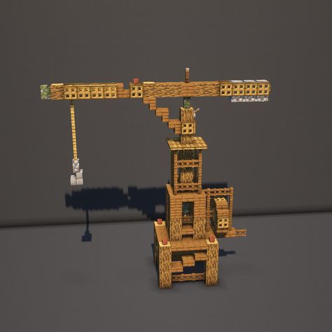 We made this medieval crane inside of Minecraft to inspire you on your next build! Minecraft Medieval Port City, Minecraft Dock Crane, Minecraft Mine Crane, Minecraft Crane Medieval, Minecraft Crane Ideas, Minecraft Boats Ships, Minecraft Medieval Shipyard, Minecraft Medieval Build Hacks, Minecraft Medieval City Layout