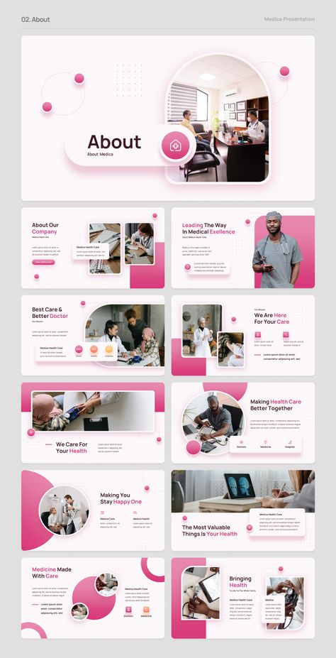 Hospital Presentation Design, Medical Layout Design, Medical Presentation Design Powerpoint, Powerpoint Medical Presentation, Graphic Presentation Layout, Medical Presentation Design, Presention Ideas, Slide Design Presentation, Presentation Layout Powerpoint