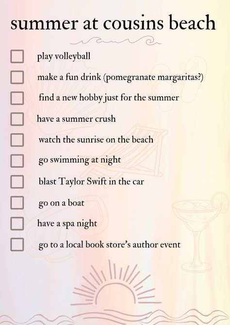 The Summer I Turned Pretty Belly Birthday, The Summer I Turned Pretty Room Decor, The Summer I Turned Pretty Beach, Beach House Activities, Turn Ons List Ideas, This Summer I Turned Pretty, The Summer I Turned Pretty Party, Cousin Activities, Summer Bucket List 2024