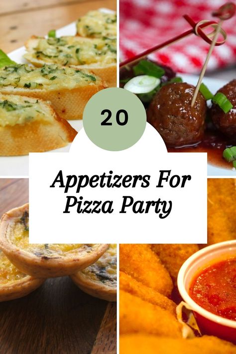 A pizza party isn’t complete without a variety of mouthwatering appetizers to satisfy your guests’ cravings. We have some classic options like garlic bread and bruschetta and then some creative pizza-inspired bites and delectable dips. Appetizers For Pizza Party, Side Dishes For Pizza, Pizza Party Menu, Pizza Party Food, Pizza Dinner Party, Pizza Side Dishes, Pizza Appetizer, Pizza Sides, Fast Appetizers