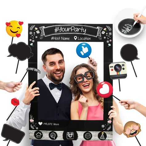 Social Media Photo Booth, Social Media Party, Paper Picture Frames, Selfie Frame, Party Fotos, Anniversary Party Decorations, Photo Booth Prop, Photos Booth, Cardboard Cutouts