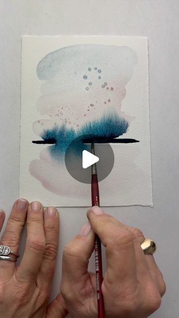 Large Watercolor Paintings, Art Watercolour Ideas, Art Watercolor Ideas, Watercolor Art Techniques, Watercolour Videos, Watercolour Inspiration Beginner, Unique Watercolor Paintings Ideas, Akvarel Painting, Watercolor Minimalist Art