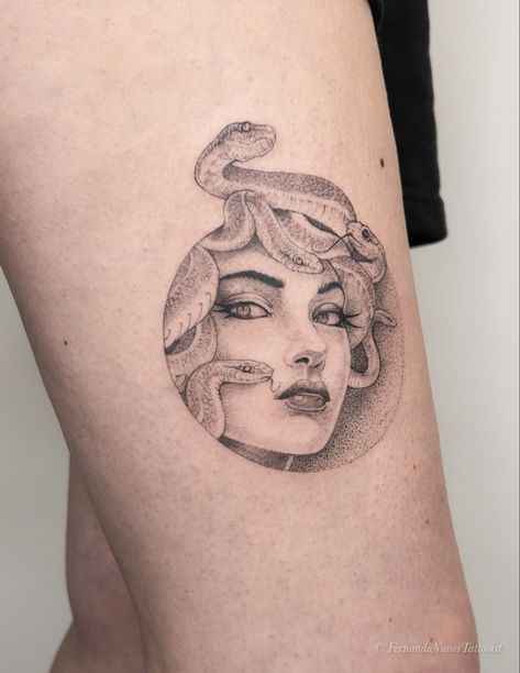 A beautiful Medusa piece done by Fernando at Medussa Tattoo Studio Medusa Tattoo Design Ideas, Unique Medusa Tattoo, Medusa Tattoo Meaning, Beautiful Medusa, Tattoo Medusa, Medusa Tattoos, See Tattoo, Quarter Sleeve Tattoos, Medusa Tattoo Design