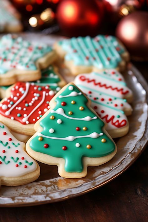 Christmas Cookies Icing Recipe, Christmas Shaped Cookies, Christmas Iced Sugar Cookies, Simple Christmas Sugar Cookies Decorated, Frosted Sugar Cookies Christmas, Pretty Christmas Cookies, Easy Christmas Sugar Cookies, Frosted Christmas Cookies, Decorated Christmas Sugar Cookies