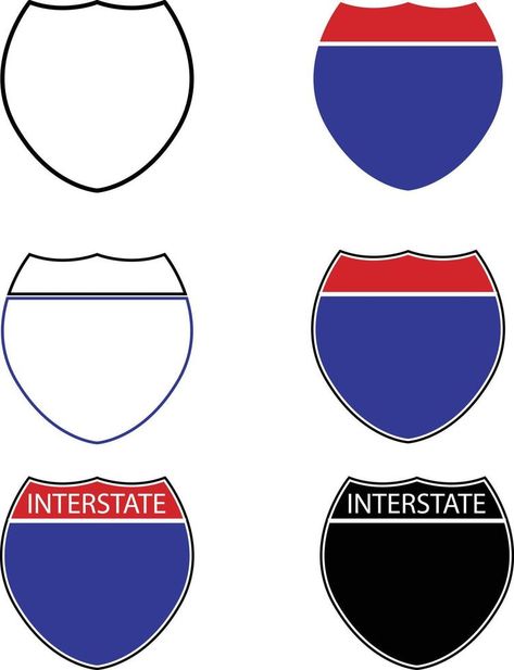 Blank American Interstate Highway Set on white background. interstate highway sign. flat style. Interstate Tattoo, Interstate Highway, Sign Tattoo, Tattoo Reference, Tattoo Signs, Tattoo Outline, 80th Birthday, Flat Style, Fashion Flats