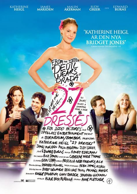 "I feel like I just found out my favorite love song was written about a sandwich. " 27 Dresses Movie, How To Be Single, Girly Movies, 27 Dresses, Wedding Movies, Movies Worth Watching, Katherine Heigl, See Movie, Bridget Jones