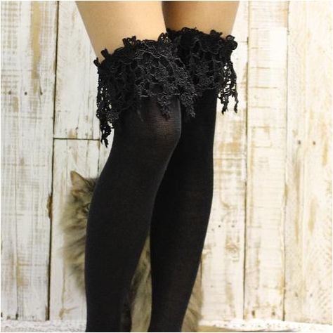 Gothic Socks, Lace Sock, Valentine Designs, Thigh High Stocking, High Aesthetic, Lace Stockings, Black Thigh High, Lace Socks, Valentines Design