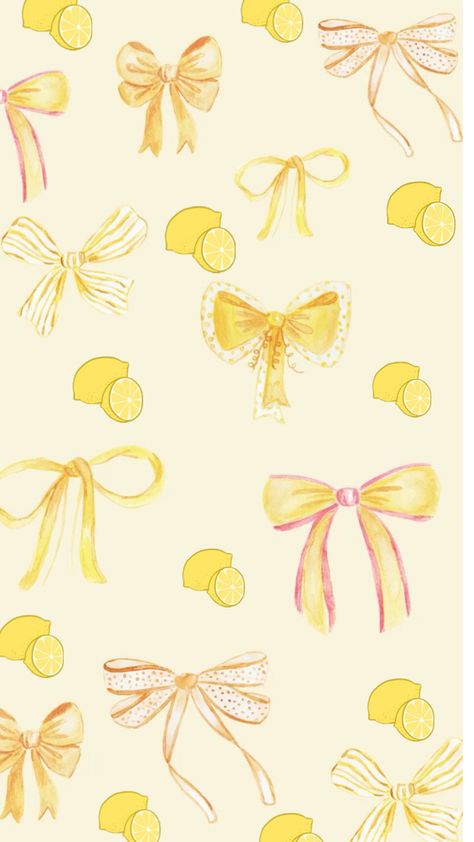 lemons bow bows ribbon wallpaper homescreen lockscreen art drawing screensaver cell iphone mobile device ipad android viral pin inspo inspiration coquette yellow lemony sherbet sorbet pastel fruit pink aesthetic spring background backdrop collage photo photography photograph explore foryoupage fyp foryou cutesy girly Pastel Lockscreen, Ribbon Wallpaper, Lemon Background, Wallpaper Homescreen, Bows Ribbon, Cute Wallpapers For Ipad, Background Backdrop, Pink Fruit, Desktop Wallpaper Art