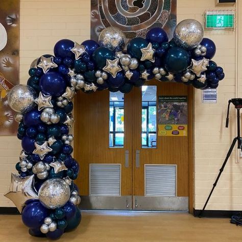 Balloon Arches - Balloon Brilliance Prom Themes Starry Night, Tangled Prom, Hoco Decor, Starry Night Prom, Night To Shine, Half Arch, Prom Themes, Quince Decorations, Dance Themes