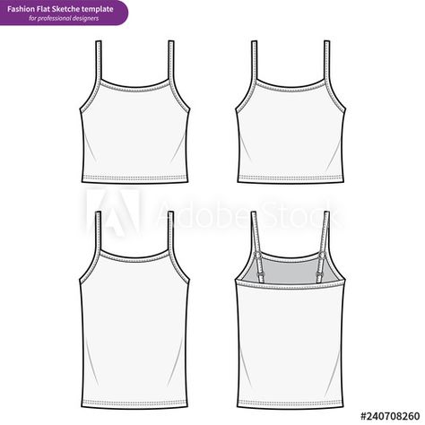 CROP TOP Tee fashion flat technical drawing template Tank Top Technical Drawing, Tank Top Flat Sketch, Tank Top Sketch, Top Technical Drawing, Tank Top Template, Tank Top Drawing, Wedding Dress Top Styles, Fashion Flat Sketch, Clothing Templates