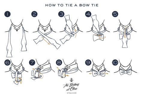 How to Tie a Bow Tie | Bow Tie Knot Tutorial | Step by Step Bow Tie Instructions | OTAA How To Make A Bowtie, Purse Hook Table, Tuxedo Wedding Party, Bow Tie Napkins, Tie A Bow Tie, Bow Tie Tutorial, Bow Tie Knot, Make A Bow Tie, Tuxedo Bow Tie