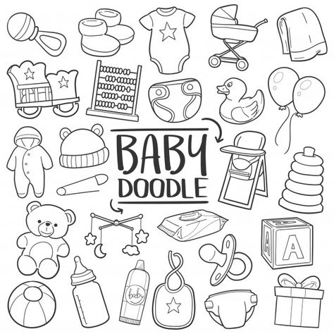 Nursery Traditional, Baby Journal Book, Baby Doodle, Trin For Trin Tegning, Scribble Sketch, Doodle Baby, Baby Bullet, Doodle Icons, Doodle Vector