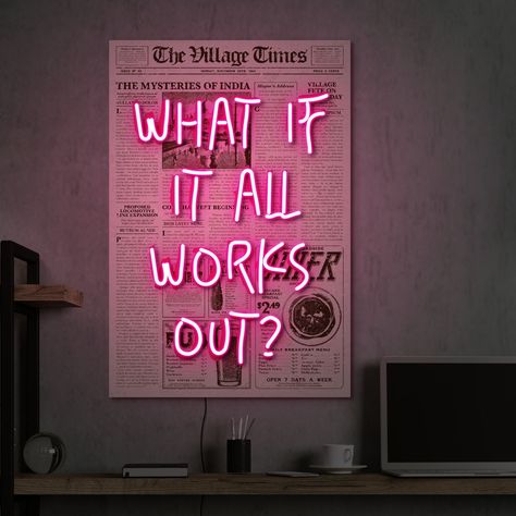 Find more items: https://www.etsy.com/shop/KudetaStore 💡 Illuminate Your Space with Our "What if it all works out" Neon Sign! 💡 Ready to add a pop of positivity and style to your home decor? Our handmade neon sign delivers a message of hope and optimism, guaranteed to brighten up any room. Why Choose Our Neon Sign? ✨ Inspirational Design: Our "What if it all works out" neon sign serves as a daily reminder to embrace positivity and believe in the possibility of success, making it the perfect ad Art Studio Sign Ideas, It All Worked Out, Neon Sign Typography, Fck Around And Find Out, Neon Sign Poster, Unique Neon Signs, Funny Neon Signs Quotes, What If It All Works Out Quote, What If Everything Works Out