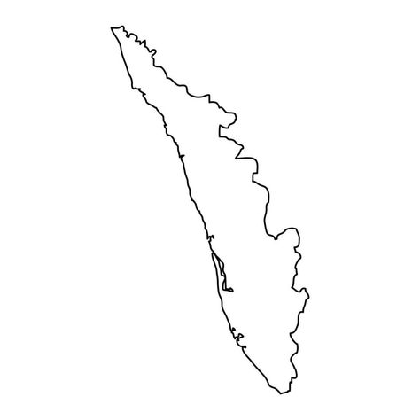 Kerala Map Outline, Kerala Map, Map Outline, Outline Drawings, Illustrated Map, State Map, Map Poster, Kerala, Division