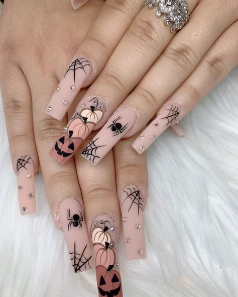 Holloween Nails, Halloween Acrylic Nails, Pumpkin Nails, Long Acrylic Nails Coffin, Acrylic Nails Coffin Short, Nagel Inspo, Pink Nail, Halloween Nail, Halloween Nail Art