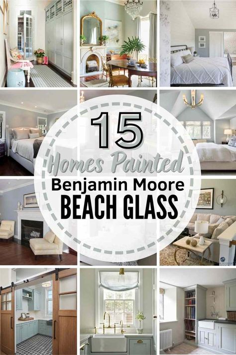 Benjamin Moore Beach Glass 1564 is a serene, popular blue-green Ben Moore paint color. Learn comparable colors, coordinating paint shades, undertones & see this paint used in 15 REAL homes to help you decide if it's the right shade for you! #benjaminmoore #benjaminmoorebeachglass #benjaminmoorebeachglassbedroom #benjaminmoorebeachglasskitchen #benjaminmoorebeachglasscabinets #benjaminmoorebeachglasslivingroom #benjaminmoorebeachglasspaint #benjaminmoorebeachglassbathroom #paint #paintpalette Benjamin Moore Coastal Color Palette, Benjamin Moore Beach Colors, Beach Glass Color Palette, Best Bedroom Paint Colors Benjamin Moore, Benjamin Moore Beach Glass Coordinating Colors, Lake House Paint Colors Interior Benjamin Moore, Beach House Paint Colors Interior Benjamin Moore, Benjamin Moore Beach House Colors, Bm Beach Glass Paint