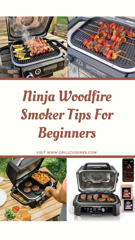 New to using a Ninja Wood Fire Grill? Check out these essential tips for beginners to get you started! Learn how to master the art of grilling with these tips, tricks and hacks. From setting up your Ninja smoker grill and selecting the best wood pellets to achieve perfect temperatures and cleaning up afterward, this guide covers all the basics. Elevate your outdoor cooking game with these easy-to-follow tips and tricks designed specifically for those new to the Ninja Wood Fire Grill. Ninja Smoker Grill, Ninja Smoker Grill Recipes, Wood Pellet Smoker Recipes, Ninja Woodfire Outdoor Grill Recipes, Ninja Woodfire Grill Recipes, Wood Fire Grill Recipes, Ninja Woodfire Grill, Wood Fire Grill, Food Ninja