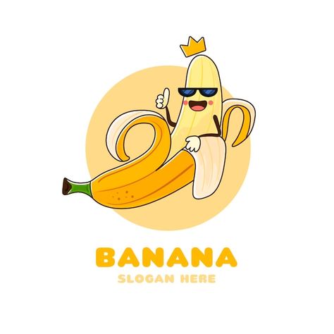 Banana Logo Design Ideas, Logo Banana, Banana Character, Banana Logo, Template Character, Template Sticker, Hand Template, Banana Funny, Banana Roll