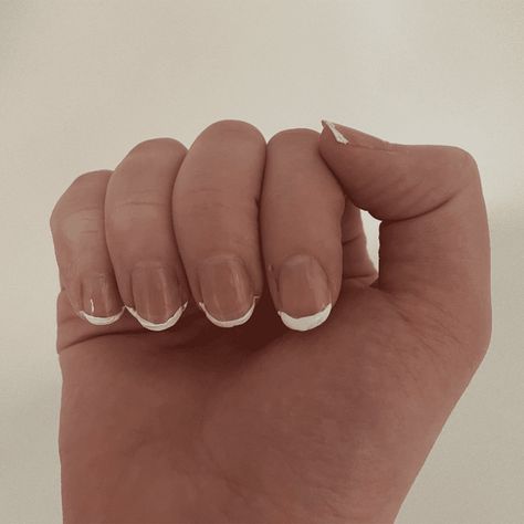 French Mani With A Twist, At Home French Manicure, How To Paint French Tips, Easy French Manicure Diy, Nail Hacks Videos, French Tip Manicure Natural, Alternative French Manicure, How To Paint French Tips Nails, At Home French Tips