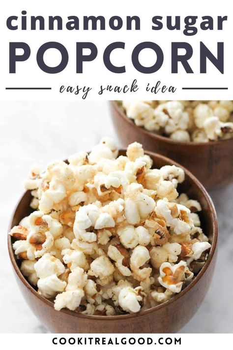 Cinnamon Sugar Popcorn, Cinnamon Popcorn, Sugar Popcorn, Drink Presentation, Healthy Popcorn, Sweet Popcorn, Easy Snacks For Kids, Your Next Movie, Homemade Popcorn